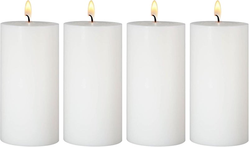 Sihuida 4 Pack White Pillar Candles, 2x4 Inch, Long-Lasting, Dripless and Smokeless Unscented Candles, Ideal for Home Décor, Parties Weddings and Relaxation - Image 1